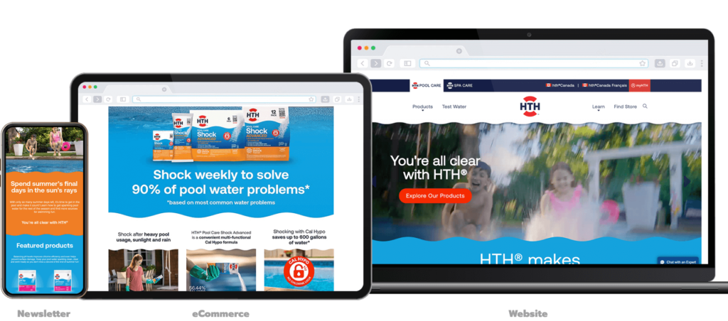 hth digital marketing collateral for hth newsletter eCommerce and website
