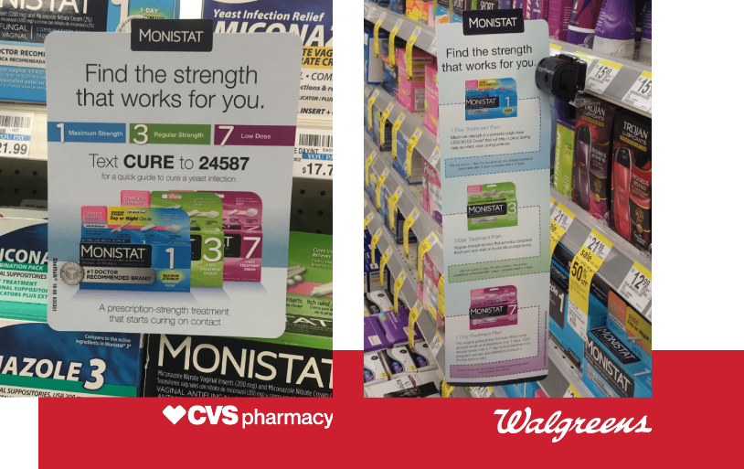 monistat shelf talk in-store point of sale for CVS pharmacy and Walgreens