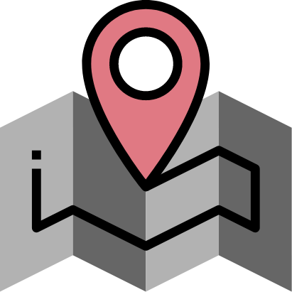 icon of pin drop on unfolding map 