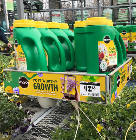 scotts miracle gro signage in home depot - share worthy growth option b